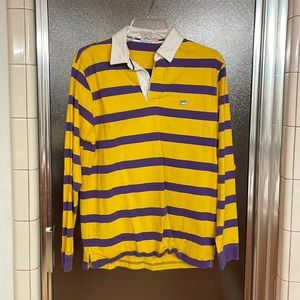 Southern Tide Purple and Yellow Rugby Long Sleeved Shirt